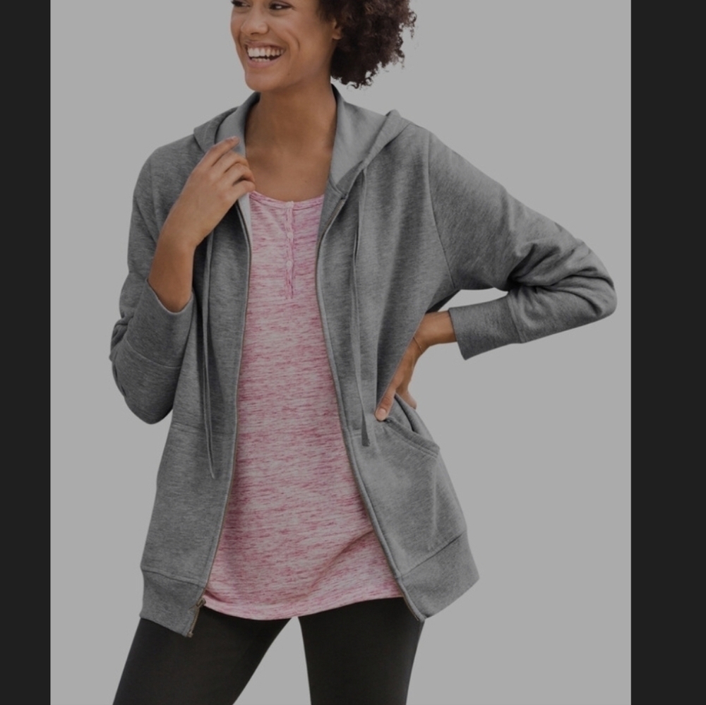 Woman Within Zip Front Tunic Hoodie Jacket. Plus Size L (18-20). New without tag